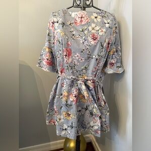 Pink Owl Floral and Striped Dress